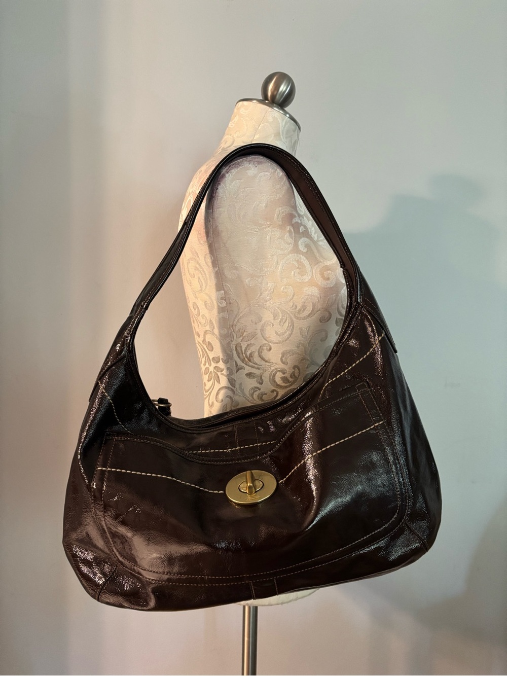 Coach Ergo Brown Patent Leather Tote Hobo Shoulder Bag